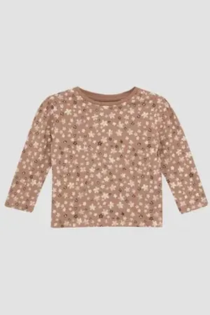 QS by s.Oliver Langarmshirt Longsleeve mit floralem All-over-Print Raffung rot 92