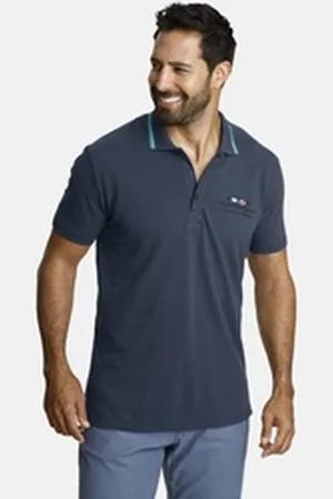 Jan Vanderstorm Poloshirt HJORD Kontraststreifen am Kragen blau 6XL (76/78)