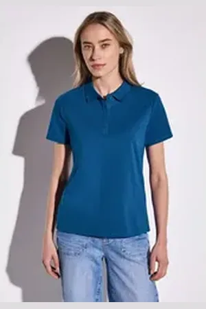 Street one Poloshirt aus Baumwolle mit Stretchante blau 38