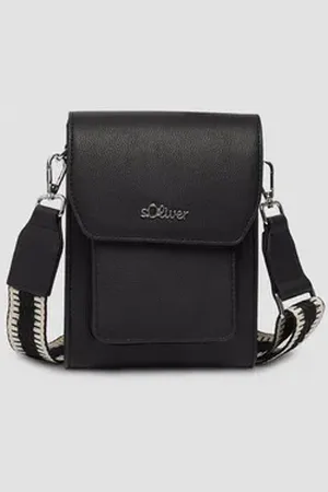 QS by s.Oliver Tragetasche Handliche Mini-Bag mit Smartphone-Fach und Magnetverschluss, Logo schwarz