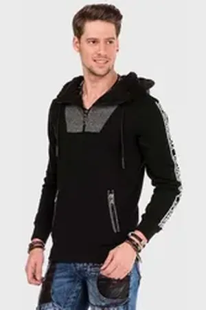Cipo & Baxx Kapuzenpullover Pullover mit modischen Details schwarz XL