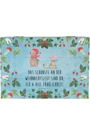 Mr. & Mrs. Panda Dekokiste Bär und Maus Schlitten 22 x 15 cm - Eisblau - Geschenk, Erinnerungsbo (1 St), Designvielfalt blau 22 cm x 15 cm x 12 cm