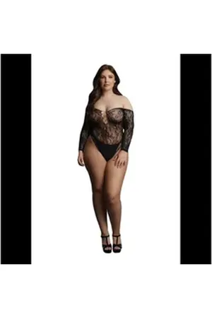Le Désir Body Le Désir by Shots - Wonder Rhinestone Bodysuit - Plus Size - (One schwarz Übergröße
