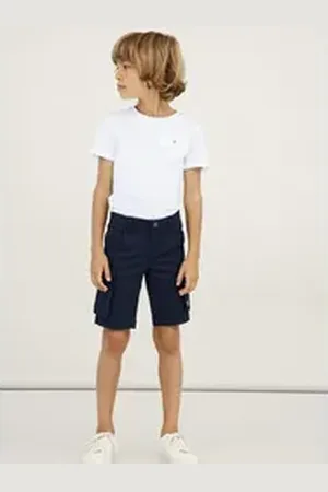 NAME IT Cargohose Lässige Cargo Shorts Kurze Twill Chino Hose Denim Pants NKMRYAN REG TWI L SHORTS 6776-BA NOOS blau 128