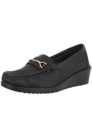Ital-Design Bequeme Ballerinas mit elegantem Design für jeden Anlass Slipper (89092049) Keilabsatz/Wedge Mokassins in Schwarz schwarz 40 EU