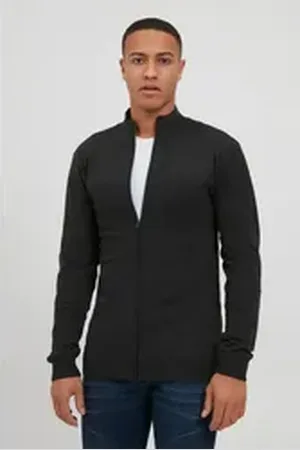 INDICODE Strickjacke IDErnoldo Feinstrick Zip-Jacke schwarz XXL
