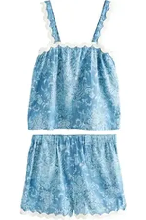 Laura Ashley Pyjama Kurzer Pyjama mit Trägertop (2 tlg) blau 46
