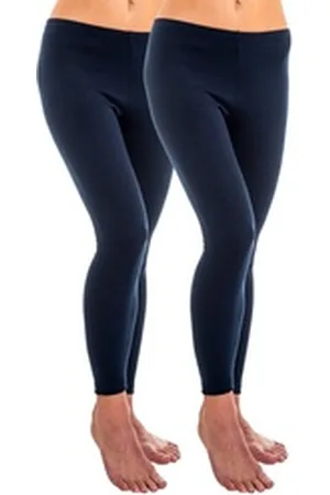 Hermko Leggings 1720 2er Pack Damen Legging aus 100% Bio-Baumwolle, Legging blau 56/58 (XXXL)