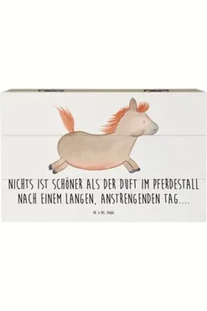 Mr. & Mrs. Panda Dekokiste Pferd Springen 19 x 12 cm - Weiß - Geschenk, Erinnerungskiste, Truhe, (1 St), Schöne Designs weiß 19 cm x 12 cm x 10 cm