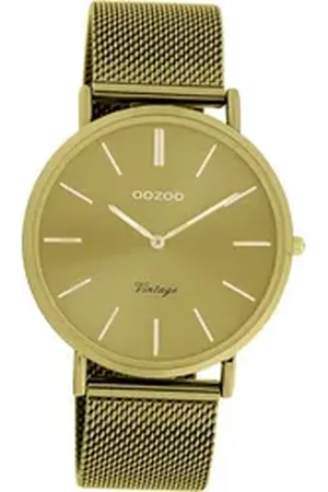 Oozoo Quarzuhr Edelstahl Damen Uhr C20000, (Analoguhr), Damenuhr Edelstahlarmband senfgelb, rundes Gehäuse, mittel (ca. 40mm) gelb