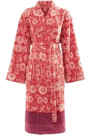 Bassetti Damenbademantel MIRA, knieumspielend, Baumwolle, Schnürverschluss, aus weichem Baumwolle-Jacquard rot XL