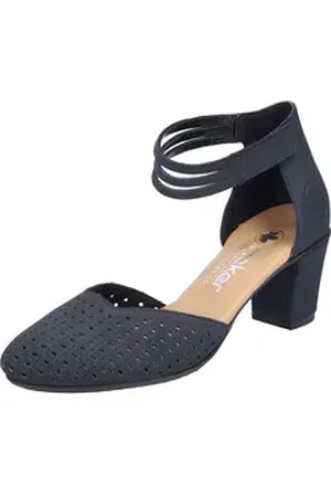 Rieker Spangenpumps, Abendschuh, Festtagsschuh, Trichterabsatz, mit Klettverschluss blau 39 EU