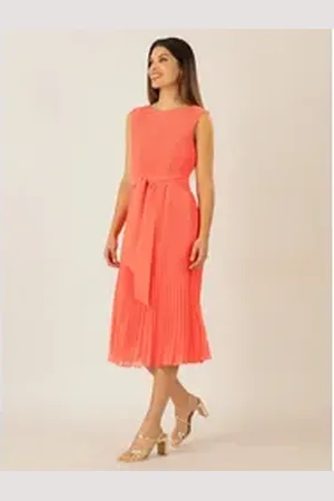 Apart Midikleid in Midi Länge mit allover Plissee Falten rosa 34