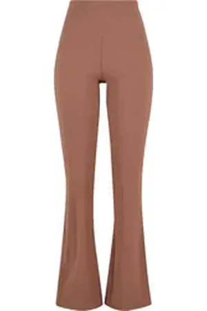 Urban classics Leggings Ladies Flared Leggings Rib (1-tlg) braun XL