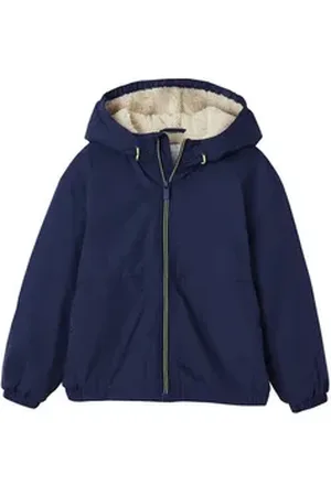 Vertbaudet Regenjacke Jungen Anorak mit Teddyfleece-Futter blau 98/104