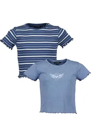 Blue Seven T-Shirt Teenager Mädchen T-Shirts 2er Pack Rundhalsausschnitt (2-tlg) blau|bunt 152