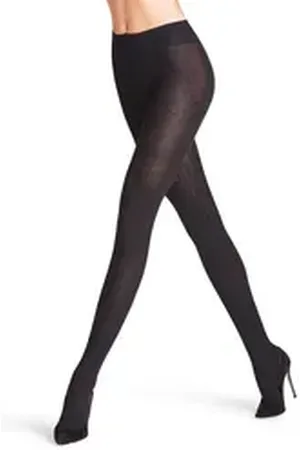 Falke Strickstrumpfhose Cross Knit (1 St) klassische Rippstruktur mit modernem Strickmuster schwarz 44-46