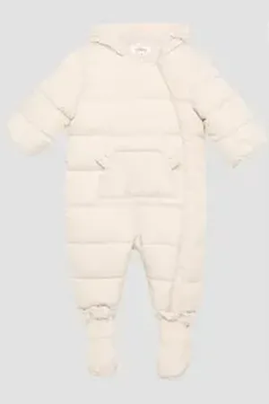 QS by s.Oliver Overall Schneeanzug mit abnehmbaren Füsschen und samtigem Fleecefutter Artwork beige 74