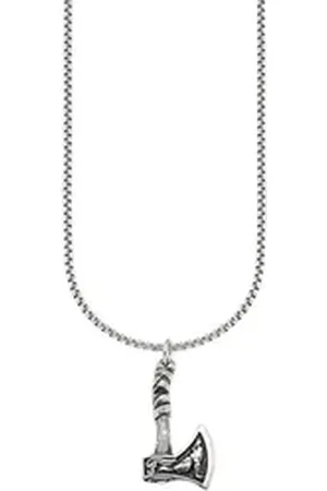 Bruno Banani Kette mit Anhänger Schmuck Geschenk Halsschmuck Halskette mit Anhänger Beil-Design schwarz|silberfarben