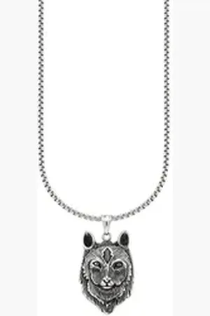 Bruno Banani Kette mit Anhänger Schmuck Geschenk Halsschmuck Halskette mit Anhänger Wolfskopf-Optik schwarz|silberfarben