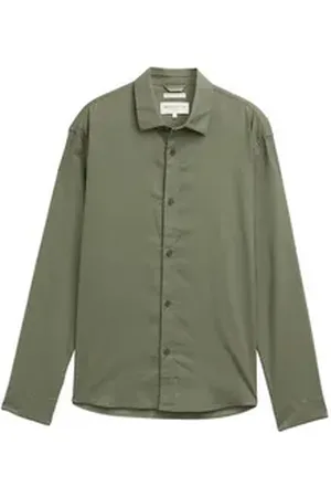 TOM TAILOR Denim Langarmhemd relaxed cotton linen shirt grün XL