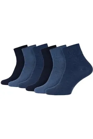 Black Snake Socken Diabetiker Kurzschaft Strümpfe ohne Gummibund aus Baumwolle 6 Paar - venenfreundlich, mit handgekettelter Spitze blau 35/38