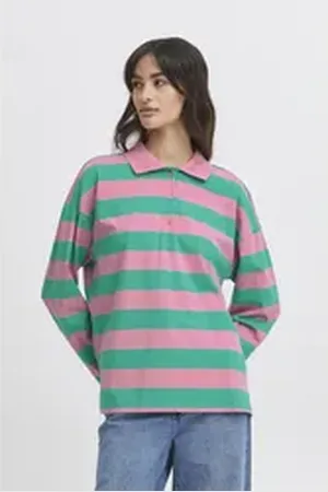 B YOUNG Langarm-Poloshirt BYBXSOMSET Zeitloses Poloshirt rosa XXL