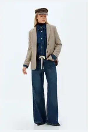 Koton 5-Pocket-Jeans Normale Leibhöhe Wide Leg blau 31/32