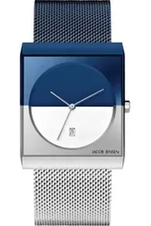 Jacob Jensen Quarzuhr Herren Armbanduhr CLASSIC 517 blau / silber B. 32 mm silberfarben