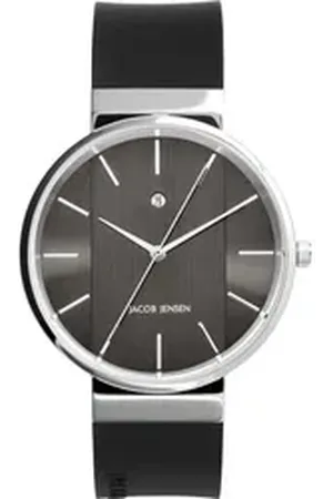 Jacob Jensen Quarzuhr Herren Armbanduhr SHINY SERIES 708 grau D. 39 mm Datum grau
