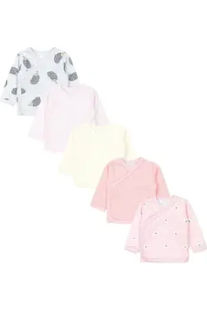 TupTam Wickelshirt Baby Mädchen Langarm Wickelshirt Baumwolle 5er Set bunt|grau|rosa 74