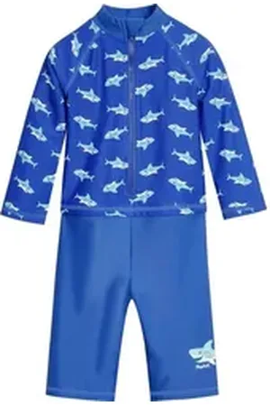 Playshoes Badehose UV-Schutz Einteiler Hai 1/1 Arm blau 98/104 - ca. 3-4 Jahre
