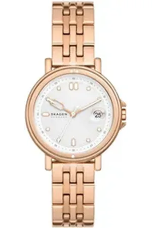 Skagen Quarzuhr SIGNATURE LILLE SPORT SKW3136, Armbanduhr, Damenuhr, Datum, Edelstahlarmband goldfarben