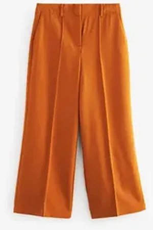 Next Anzughose Tailored Hose mit mittelhohem Bund und weitem Bein (1-tlg) orange 36