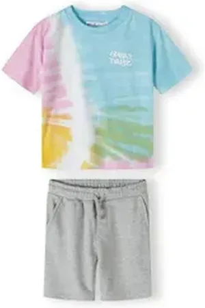 Minoti Sweatanzug Set aus T-Shirt und Sweatshirt mit Batikmuster (3y-8y) bunt 110-116cm