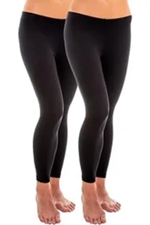 Hermko Leggings 1720 2er Pack Damen Legging aus 100% Bio-Baumwolle, Legging schwarz 56/58 (XXXL)