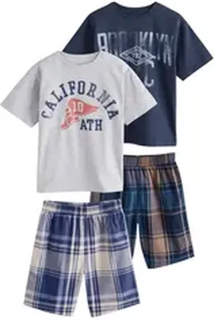 Next Pyjama Kurze Schlafanzüge aus kariertem Gewebe, 2er-Pack (4 tlg) grau 152 (12 J.)