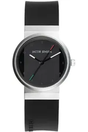 Jacob Jensen Titanuhr Damen Armbanduhr TITANIUM 655 schwarz D. 29mm Silikonband weiß