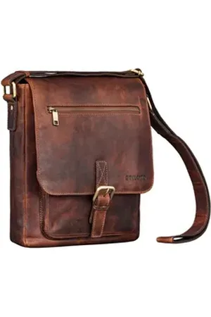 STILORD Schultertasche "Renato" Klassische Ledertasche Herren Umhängetasche Tablet 11 Zoll braun