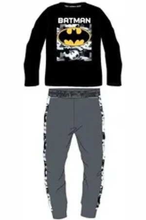 Batman Pyjama Pyjama für Jungen, Schwarzes Oberteil & Graue Hose, Größen (Set, 2 tlg) grau|schwarz 164