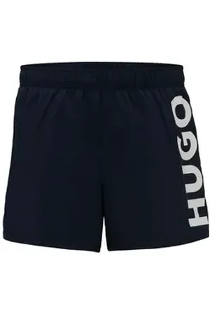 HUGO BOSS Badeshorts ABAS mit großem Markenschriftzug auf dem linken Bein blau XL