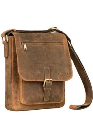 STILORD Schultertasche "Renato" Klassische Ledertasche Herren Umhängetasche Tablet 11 Zoll braun