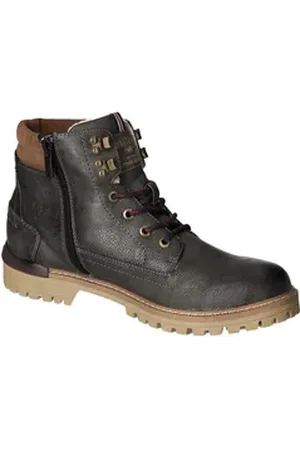 Mustang Shoes Winterboots, Schnürboots, Stiefelette, Workerboots, Kontrastbesatz, Logo-Aufnäher grau 44 EU