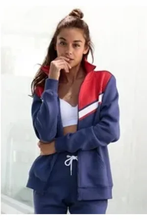 H.I.S H.I.S Sweatjacke mit Kontraststreifen, Loungeanzug blau|rot 44/46