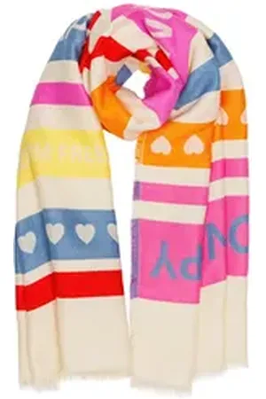 CASPAR Modeschal Weicher Damen Schal aus Viskose Halstuch mit buntem Muster - SC540, angenehm warm & weich, ideal für Frühling, Herbst & kühle Wintertage blau|gelb|rot