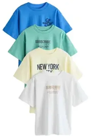 Next Print-Shirt 4er-Pack Relaxed Fit T-Shirts mit Grafik (4-tlg) grün 98 (3 J.)