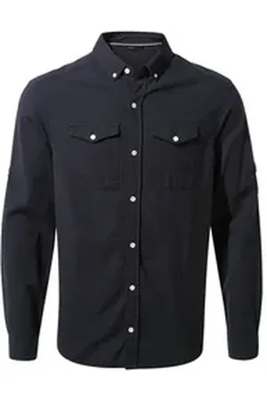 Craghoppers Langarmshirt - Kiwi Linen LS Shirt Herren Hemd UV Outdoorhemd, blau XXL