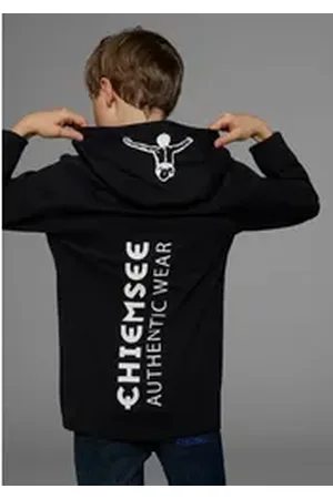 CHIEMSEE Kapuzenshirt Langarmshirt mit Kapuzendruck Langarm, Basic-Passform, bedruckt, aus 100% Baumwolle schwarz 164/170