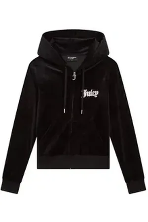 Juicy Couture Kapuzennickijacke ROBERTSON CAVIAR HOODIE _ Damen Trainingsjacke Damen, Sweatjacke mit Kapuze, Velour, mit Glitzer, Sale schwarz L