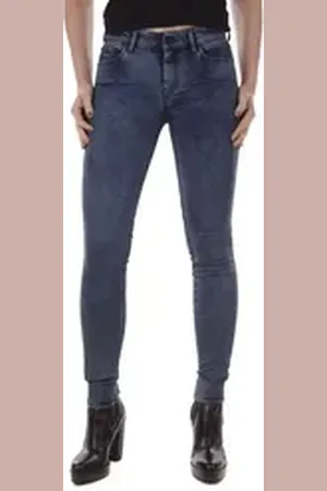 Diesel Straight-Jeans Slandy 084JN Stretch Damen Jeans Hose Slim Straight blau